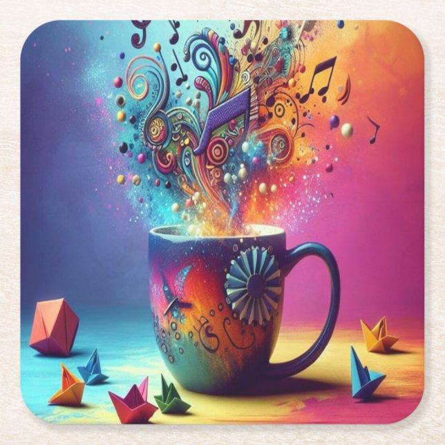 Posavasos Cuadrado De Papel Dessous-de-verre en papier musicale (Anverso)