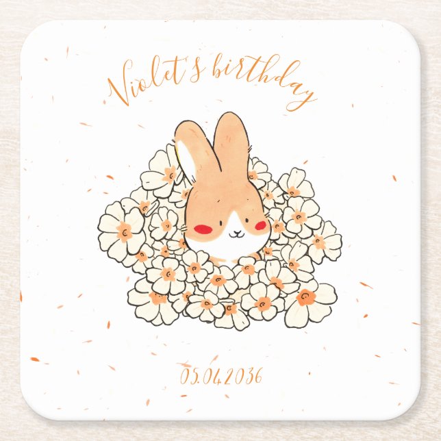Posavasos Cuadrado De Papel Dessous de verre papier personnalisé Lapin (Anverso)