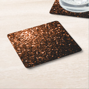 Posavasos Cuadrado De Papel Destellos falsos de cobre marrón naranja bronce