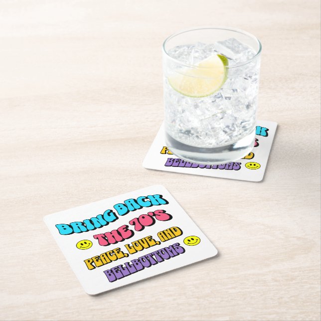 Posavasos Cuadrado De Papel Devolver los años 70 (In situ)