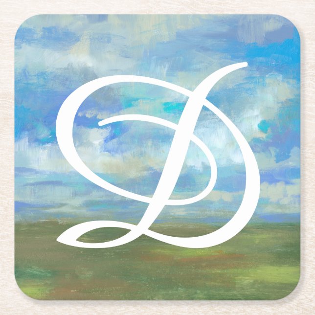 Posavasos Cuadrado De Papel Día brillante II del monograma el | (Anverso)