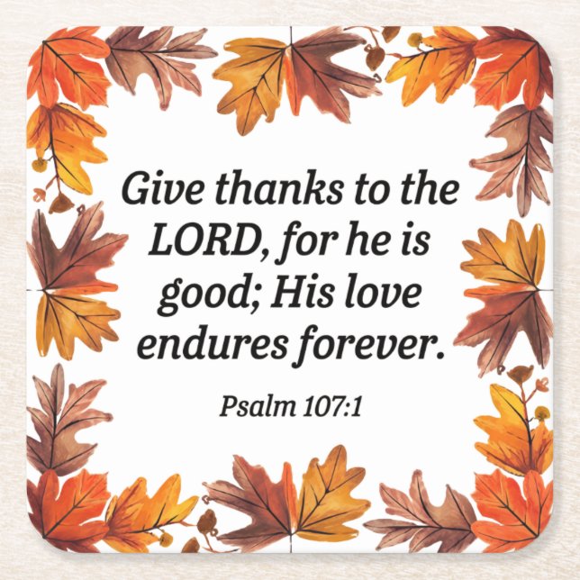 Posavasos Cuadrado De Papel Día de Acción de Gracias (Anverso)