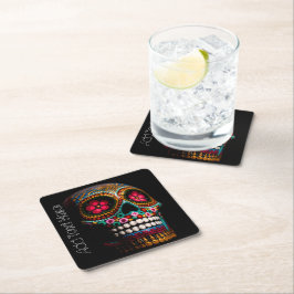Posavasos Cuadrado De Papel Día de la Calavera Muerta