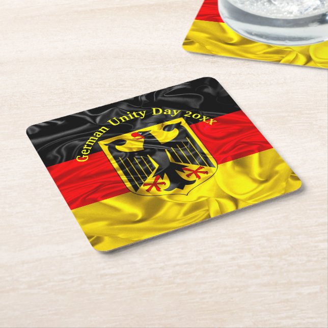 Posavasos Cuadrado De Papel Día de la Unidad Alemana, Día Nacional de Alemania (En perspectiva)