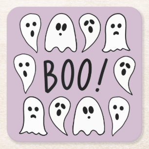 Posavasos Cuadrado De Papel Día de las Brujas Fantasmas Boo