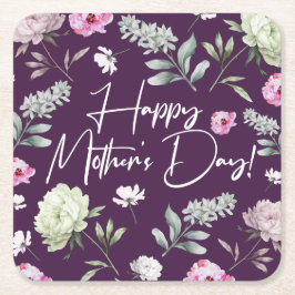 Posavasos Cuadrado De Papel Día de las madres florales