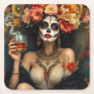 Posavasos Cuadrado De Papel Día De Los Muertos