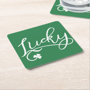 Posavasos Cuadrado De Papel Día de los Simpatizantes de Shamrock