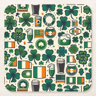 Posavasos Cuadrado De Papel Día de los Simpatizantes del Shamrock Celtic