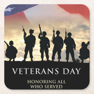 Posavasos Cuadrado De Papel Día de los Veteranos de Estados Unidos