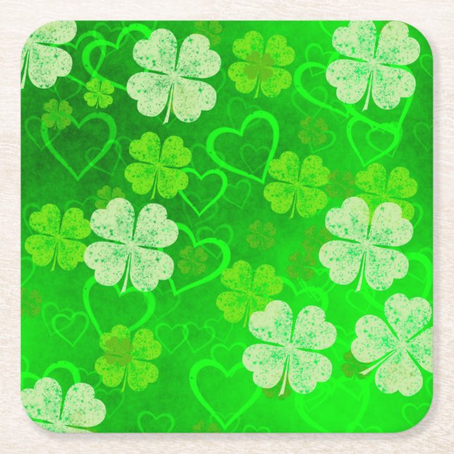 Posavasos Cuadrado De Papel Día de San Patricio (Anverso)