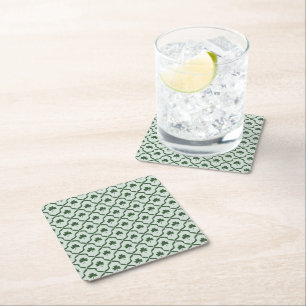 Posavasos Cuadrado De Papel Día de San Patricio Preppy Trébol de Cuadrícula de