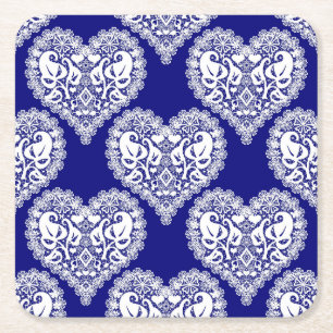 Posavasos Cuadrado De Papel Día de San Valentín de amor sin foco encaje de enc