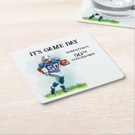 Posavasos Cuadrado De Papel Día del Juego Corriendo el Fútbol Americano 50 cum