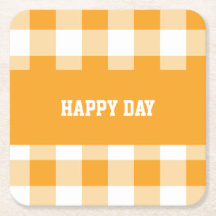 Posavasos Cuadrado De Papel Día feliz del patrón de Gingham