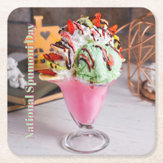 Posavasos Cuadrado De Papel Día Nacional del Spumoni