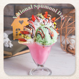 Posavasos Cuadrado De Papel Día Nacional del Spumoni