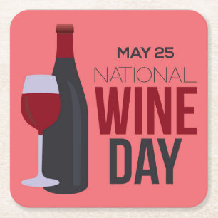 Posavasos Cuadrado De Papel Día Nacional del Vino