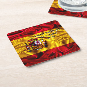 Posavasos Cuadrado De Papel Día Nacional Español, Día Hispano de España,