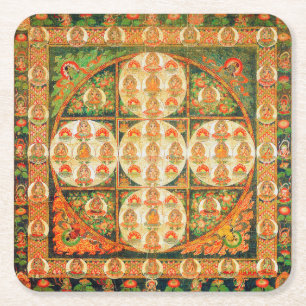 Posavasos Cuadrado De Papel Diagrama Cósmico Mandala para Meditación