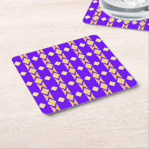 Posavasos Cuadrado De Papel Diamantes Dorados Elegantes Azul Real Oro