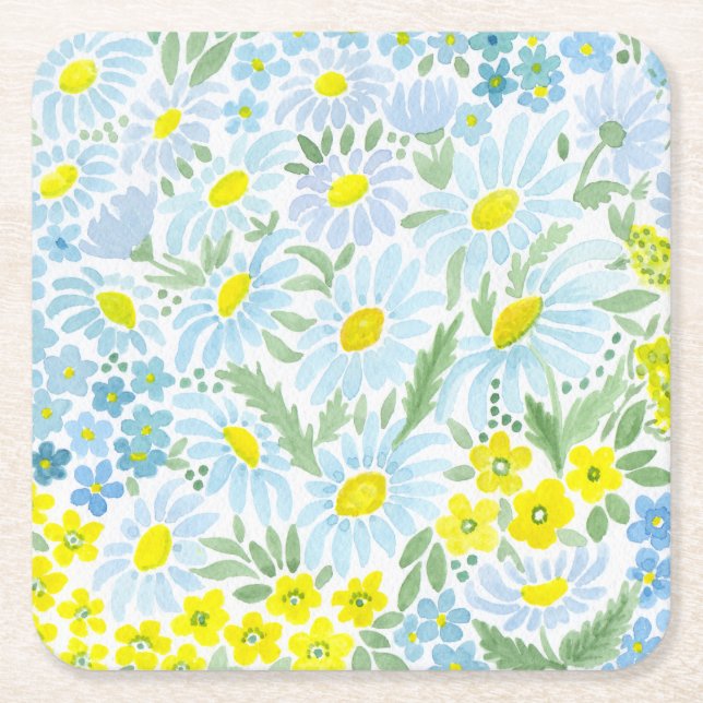 Posavasos Cuadrado De Papel Diásisis de acuarela (Anverso)