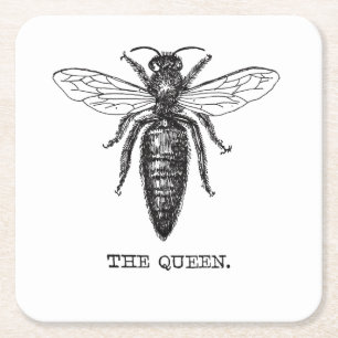 Posavasos Cuadrado De Papel Dibujo clásico del Ilustracion Queen Bee