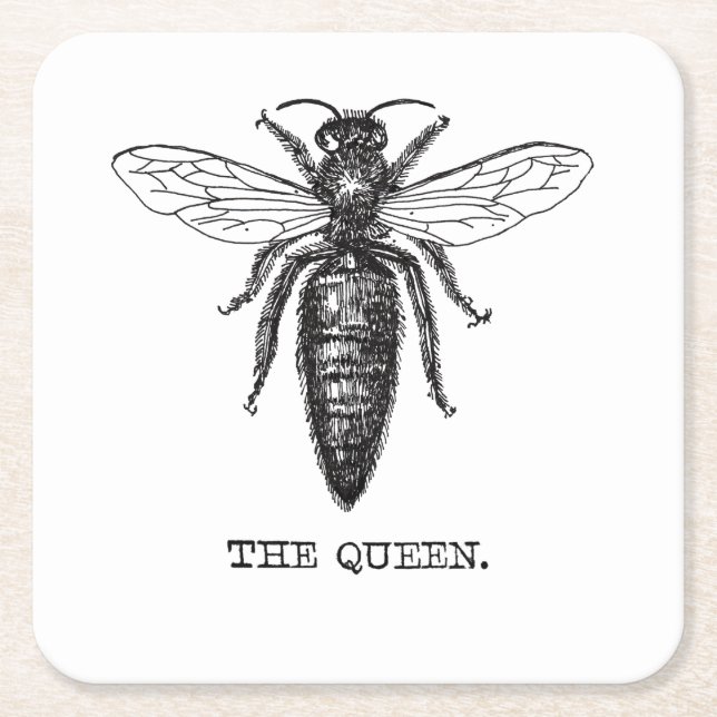 Posavasos Cuadrado De Papel Dibujo clásico del Ilustracion Queen Bee (Anverso)