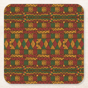 Posavasos Cuadrado De Papel Dibujo de arte de Guay y estilo africano colorido