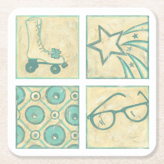 Posavasos Cuadrado De Papel Dibujo de bloques de madera de rosca por Chariklia (Anverso)