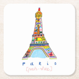 Posavasos Cuadrado De Papel Dibujo de la extremidad del fieltro de París