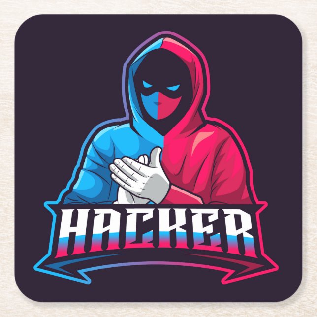 Posavasos Cuadrado De Papel Dibujo de Personalizado de hackers de equipos Guay (Anverso)