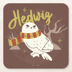 Posavasos Cuadrado De Papel Dibujo del Bosque Caprichoso de Hedwig