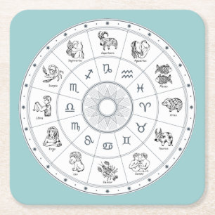 Posavasos Cuadrado De Papel Dibujo del Personalizado Zodiac cargado