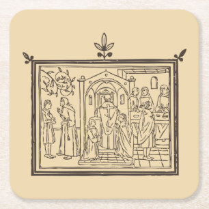 Posavasos Cuadrado De Papel Dibujo/esbozo religioso