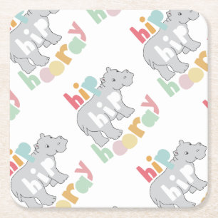 Posavasos Cuadrado De Papel Dibujo Hippo gris intenso de HipP