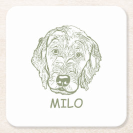 Posavasos Cuadrado De Papel Dibujo manual personalizado del perro de Labradood