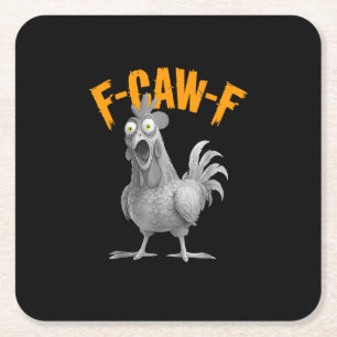 Posavasos Cuadrado De Papel Dibujo Retro Clásico de Pollo Divertido F Caw F