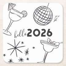 Dibujos Caprichosos Hola Año Nuevo 2026 Dorado