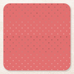 Posavasos Cuadrado De Papel diminuto patrón de puntos de polka de coral de oro