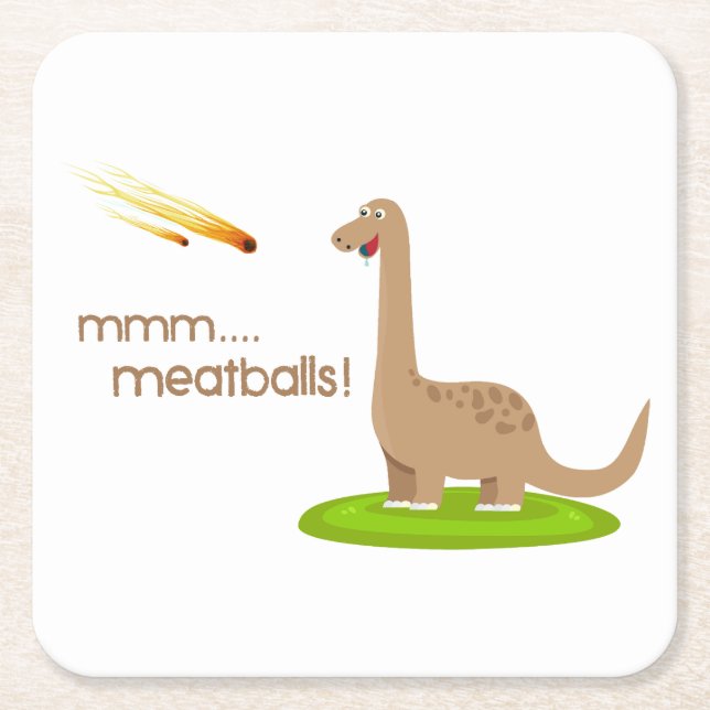 Posavasos Cuadrado De Papel Dinosaur Meteor Meatball (Anverso)