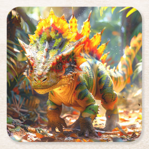 Posavasos Cuadrado De Papel Dinosaurio