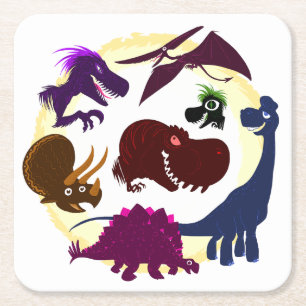 Posavasos Cuadrado De Papel Dinosaurios