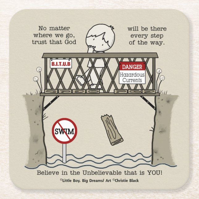 Posavasos Cuadrado De Papel Dios estará allí (Anverso)