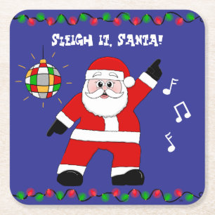 Posavasos Cuadrado De Papel Disco Santa
