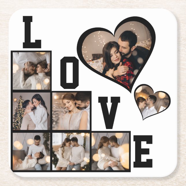 Posavasos Cuadrado De Papel Diseñar su propio Collage de fotos 8 (Anverso)