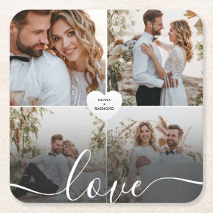 Posavasos Cuadrado De Papel Diseñar tu propia fotografía del Collage de amor