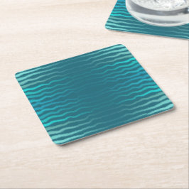 Posavasos Cuadrado De Papel Diseño abstracto de ola turquesa salada de playa c