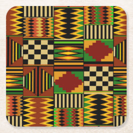Posavasos Cuadrado De Papel Diseño Africano de Tela Kente Real