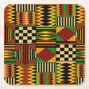 Posavasos Cuadrado De Papel Diseño Africano de Tela Kente Real
